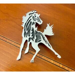 Michael L. Slim 925 Navajo Rearing Horse Pin, Signed Native American Jewelry